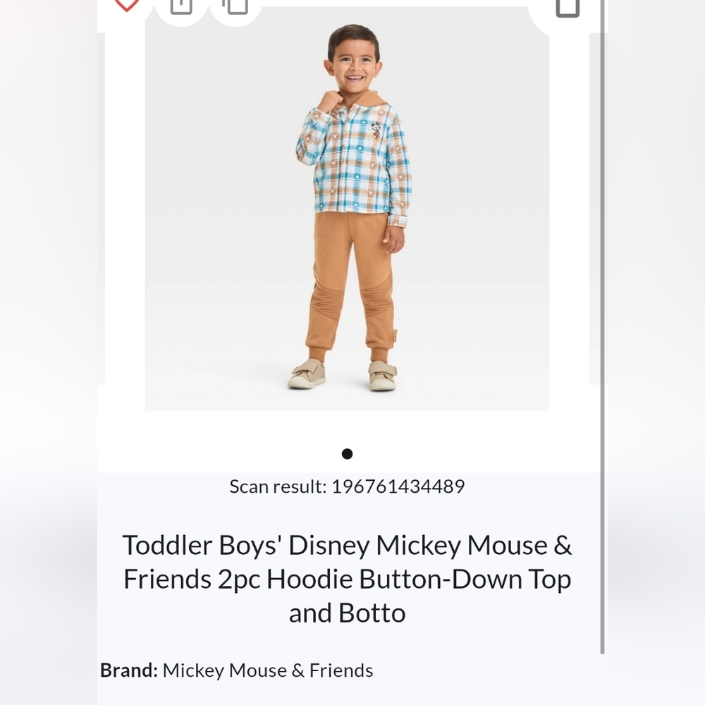 Disney Mickey Mouse Toddler Plaid Boys' 2pc Set